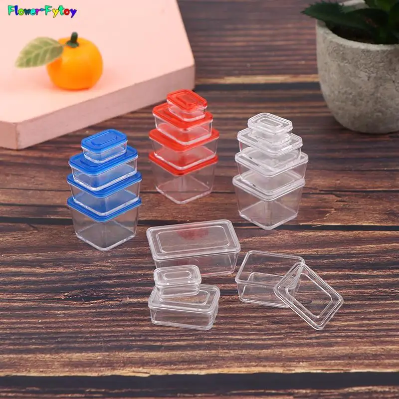 1/4pcs 1/12 Dollhouse Mini Fresh Keeping Box Lunch Box Model Kitchen Tableware Decoration