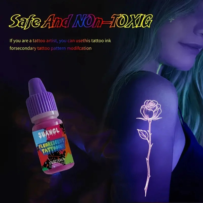 8pcs Color 5ML Tattoo UV Ink Set Skull Color Cup 50/100pcs 8 Color Makeup Painting Fluorescent Ink Makeup Painting Enthusiasts