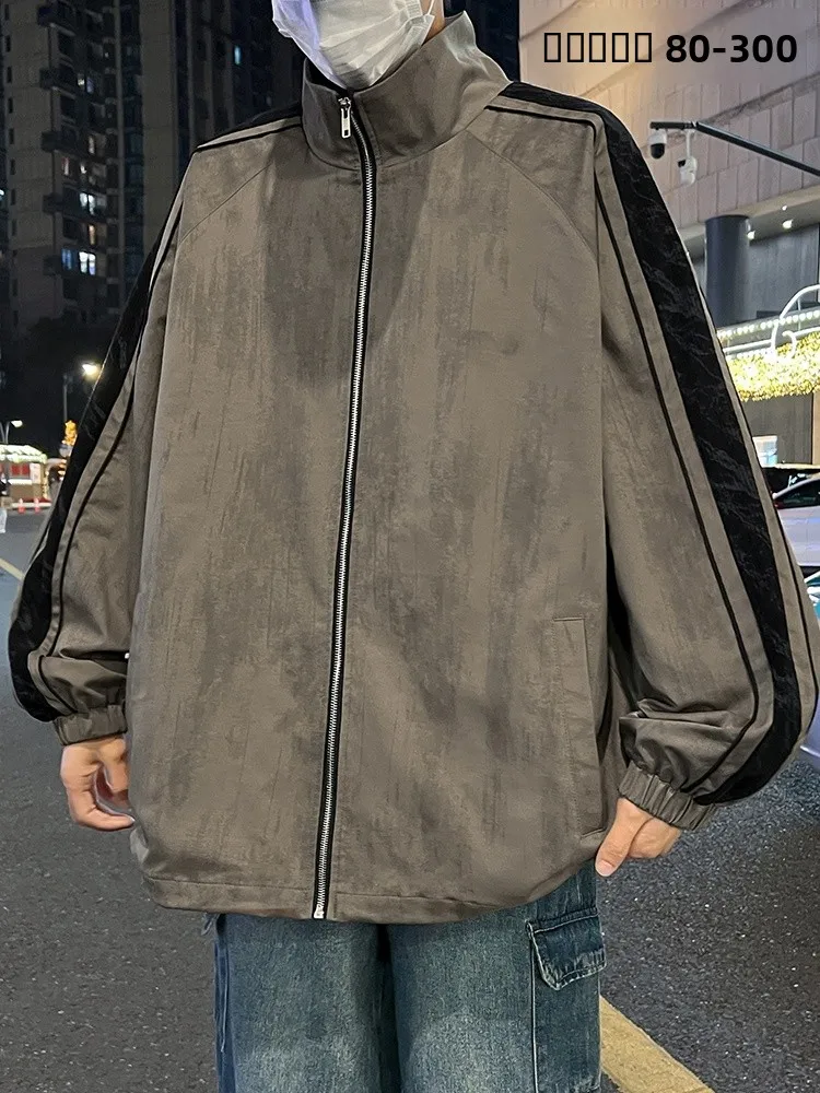 

Extra Large Casual Men's Jaet Spring Autumn Outerwear Loose Fit Stand Collar Top Breathable Polyester Long Sve Zipper Cl...