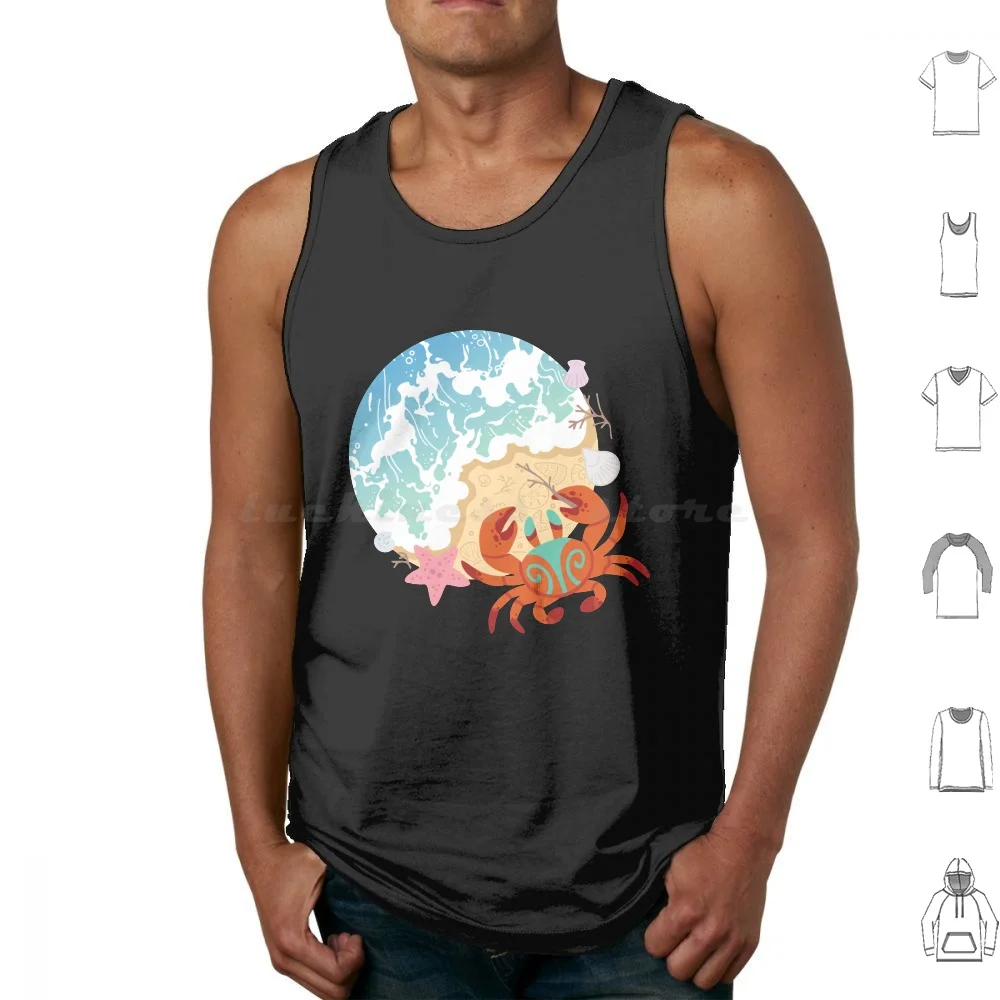 Oceanside Crab Tank Tops Print Cotton Crab Crabs Crustacean Ocean Sea Oceanside Seaside Sea Side Ocean Side Starfish Sand