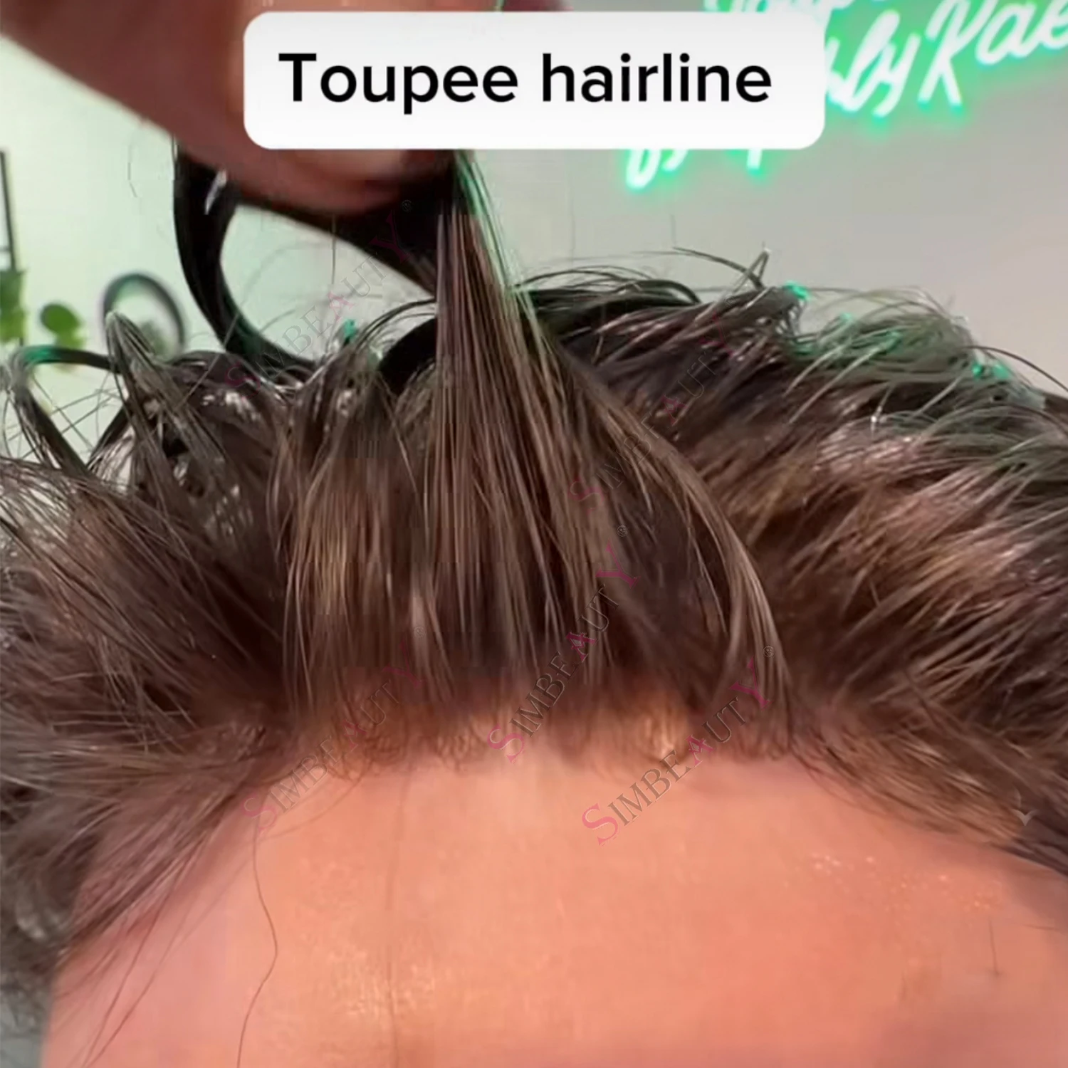 

Легкий, плотность 80%, естественная линия роста волос, 0,02–0,03 мм, супер тонкая кожа, Vloop, коричневый, серый, мужской парик, незаметный блок человеческих волос