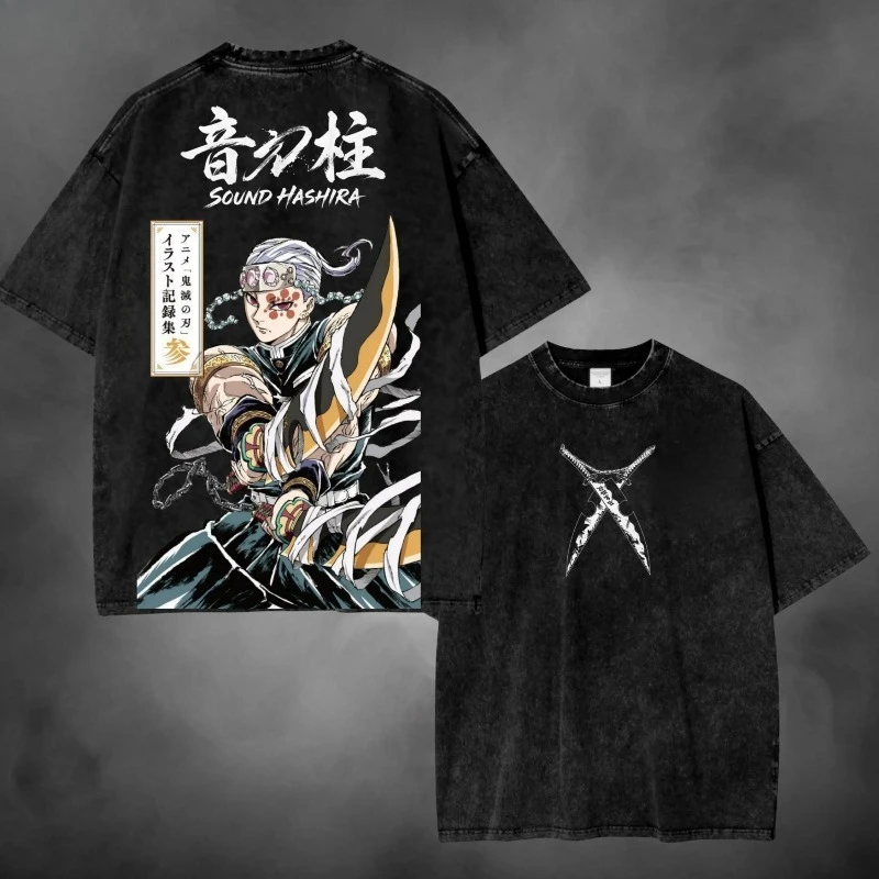 Demon Slayer Anime Vintage Washed T-Shirt, Geschenk für Anime-Fans, Tengen Uzui, Sound Hashira. – Detail 2
