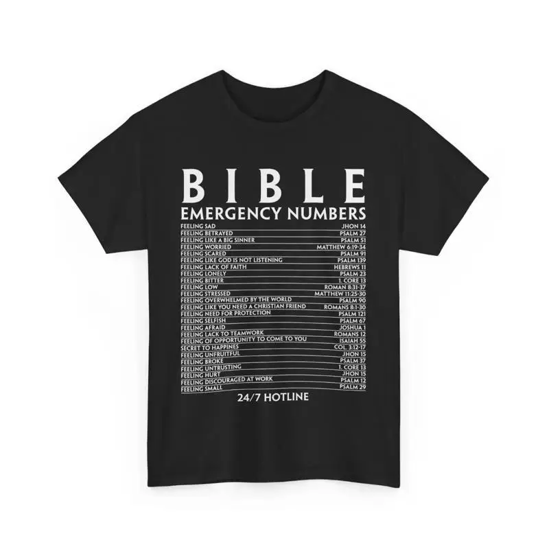 Bible Emergency Numbers Verses Available 24 7 T Shirt Jesus