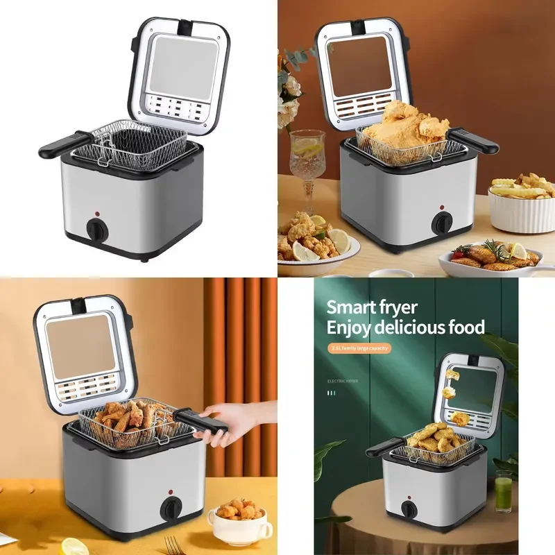 Household square fryer, electric fryer, stainless steel chicken chops, French fries