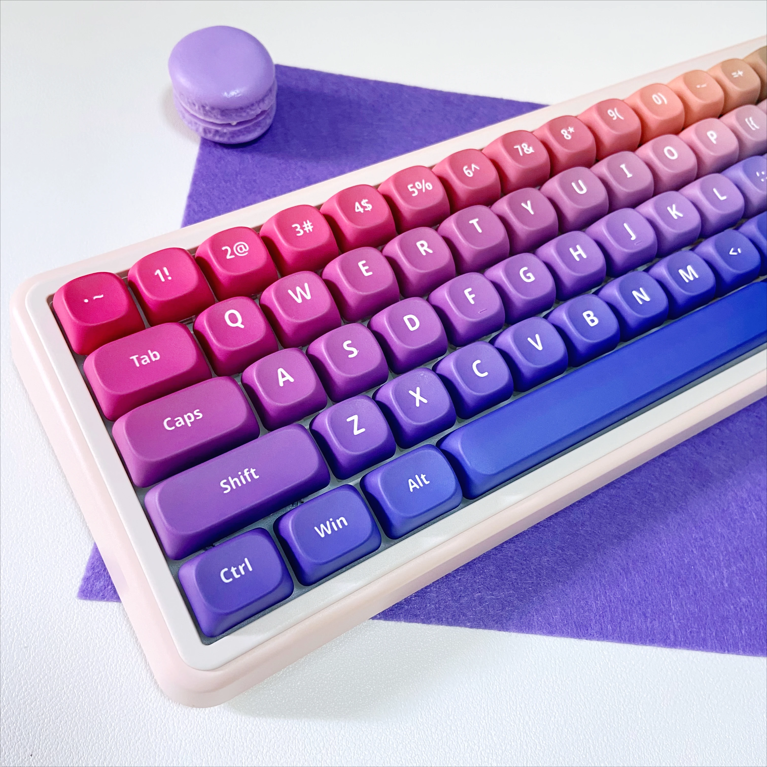 MOA Macarons Keycaps for Mechanical Keyboards PBT Purple Glitter Key Caps DIY Gaming Keyboard 60 70 80 90 100 Layout