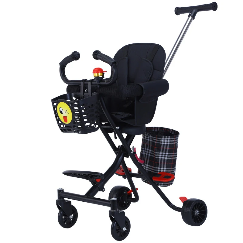 Light Foldable Two-way Baby Stroller Ultra-light Small Portable Folding Carts Simple Children Four-Wheel Cart