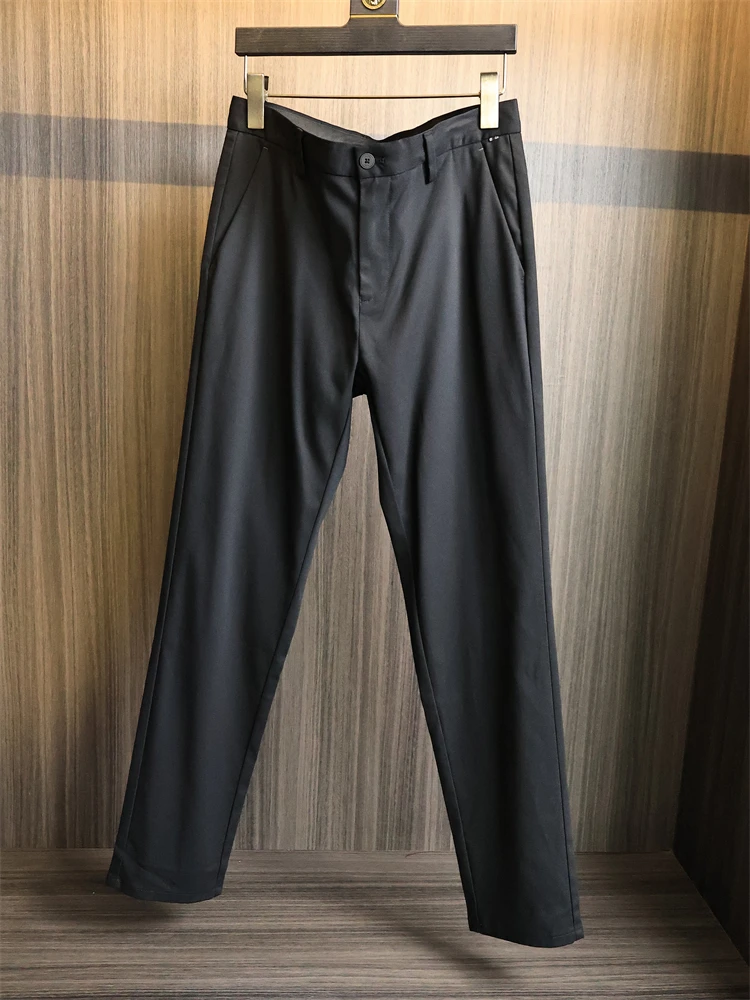 

Busin повседневные мужские прямые брюки, осенняя коллекция, однотонные облегающие брюки из смеси полиэстера и спандекса для поездок на работу