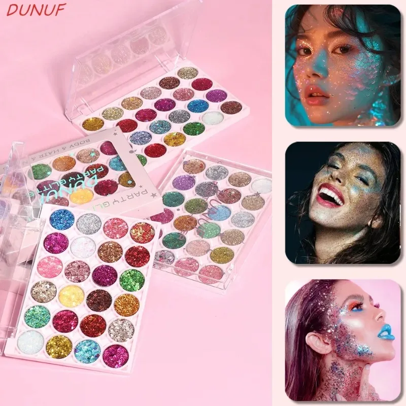 24 Colors Body Face Glitter Gel Palette Multifunctional Waterproof Eye Hair Loose Sequins Eyeshadow Party Deco Makeup Cosmetics