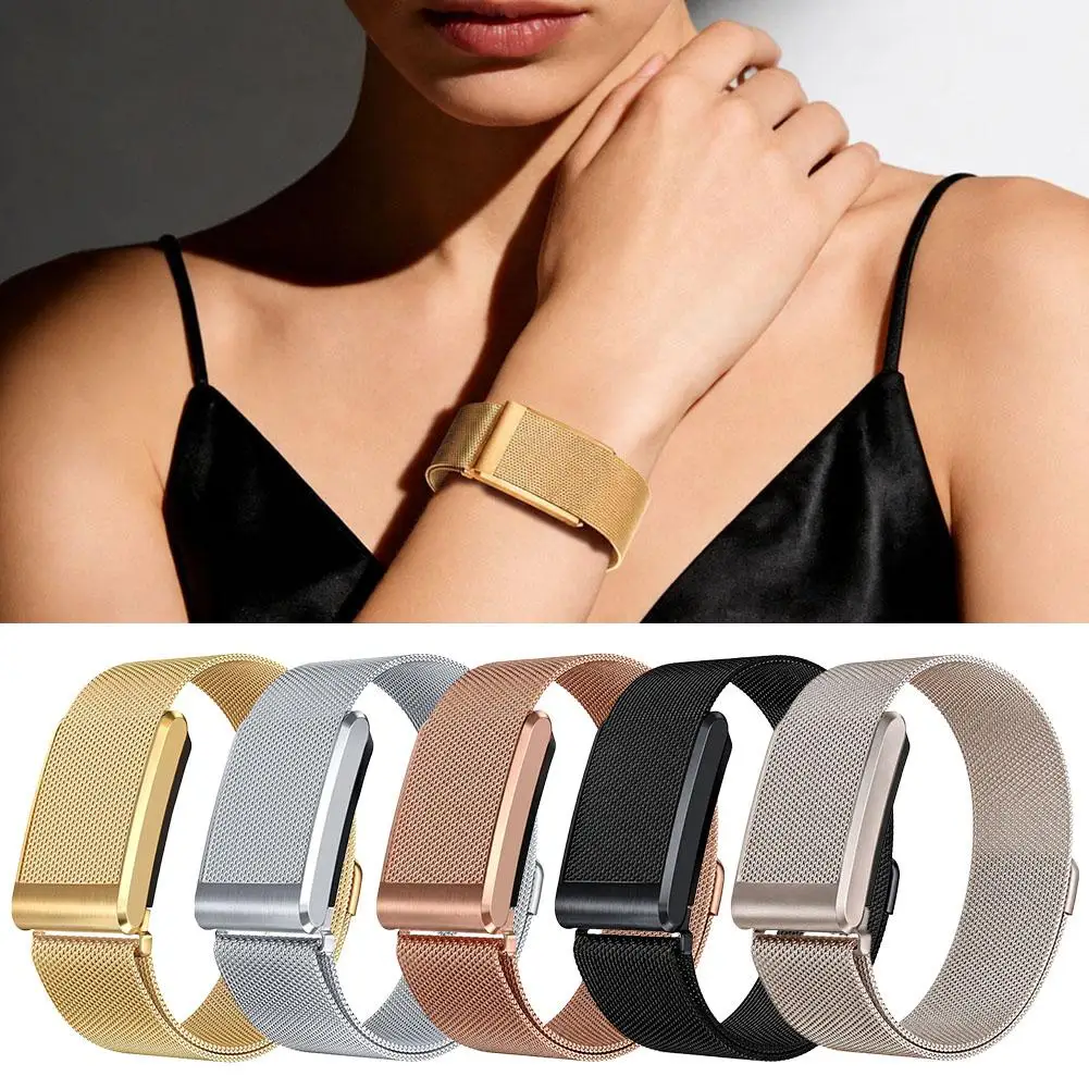 316L Stainless Steel Magnetic Milanese Band for Whoop 5.0  Breathable Mesh Strap with Adjustable Clasp, Silver/Black
