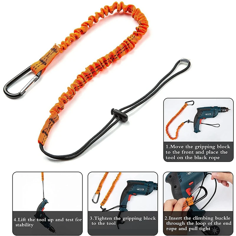 Tool Lanyard,6 Pcs Safety Lanyard With Carabiner,Shock Absorbing Safety Lanyard Adjustable Safety Lanyard For Work Tools