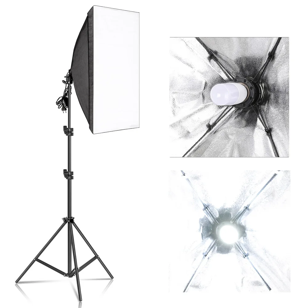 30W 40W Lighting Kits Photography Softbox LED Lamp Bulbs 50x70CM Soft Box Flash Continuous System Photo Studio Light Equipment