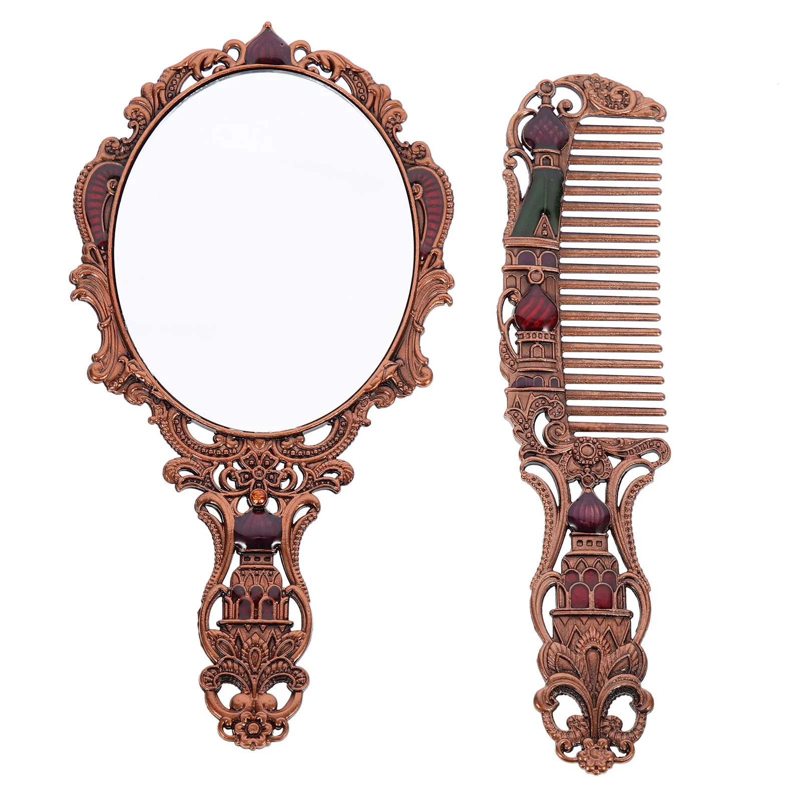 

Vanity Mirror Hand Portable Vintage Mirrors Decorative Pocket Shower Accessories Handheld Unique with Comb Miss