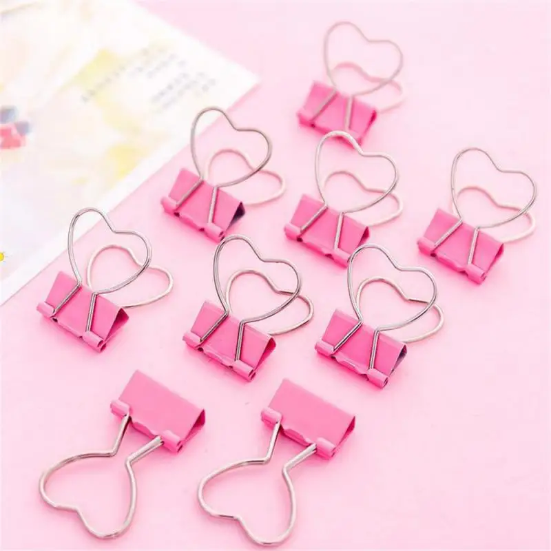 

Pink Clip Heart Hollow Out Metal Binder Clips Notes Letter Paper Clip Office Supplie