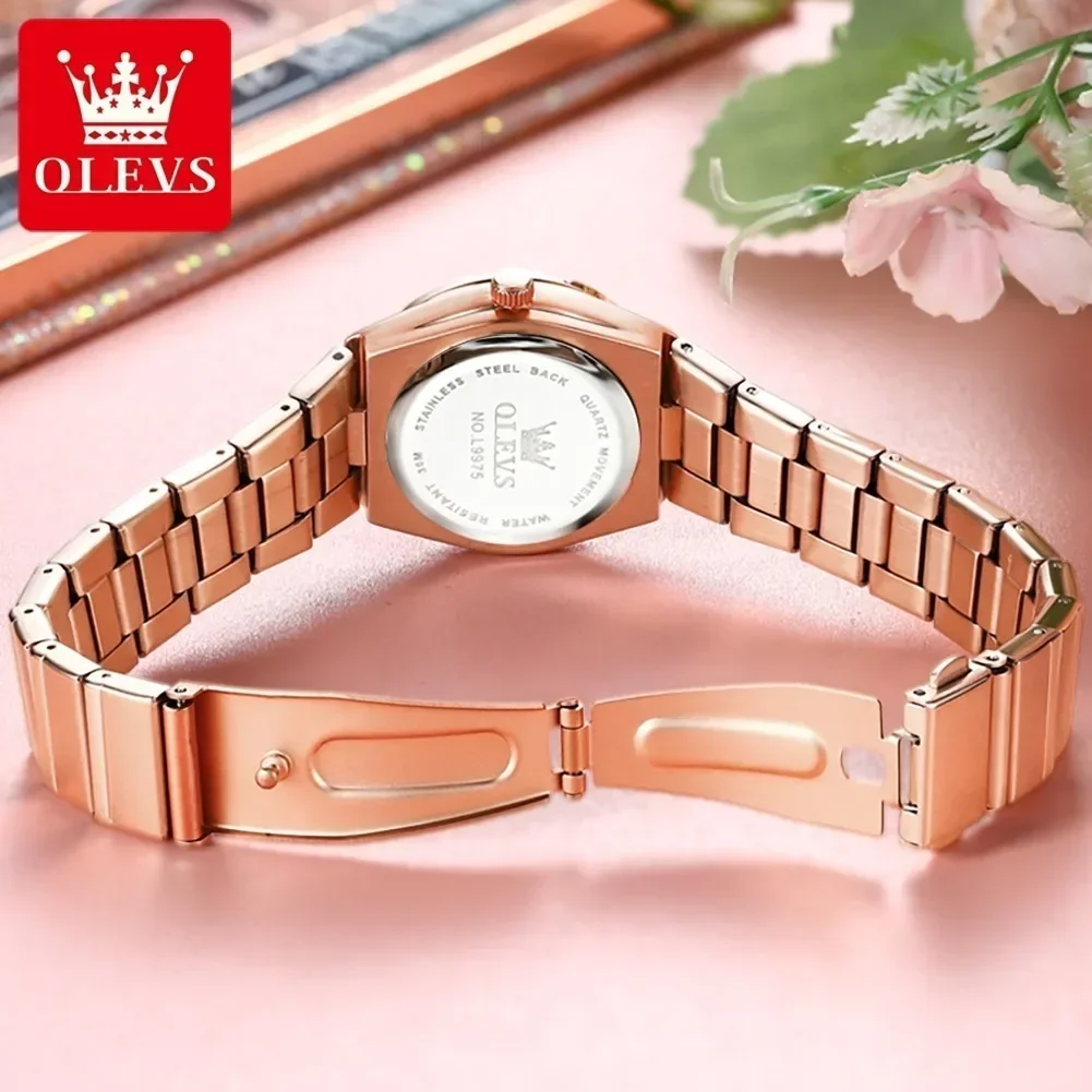 Imagem -04 - Stainless Steel Strap Veres para Mulheres Moda Quartz Wristveres Impermeável Olevs-9975