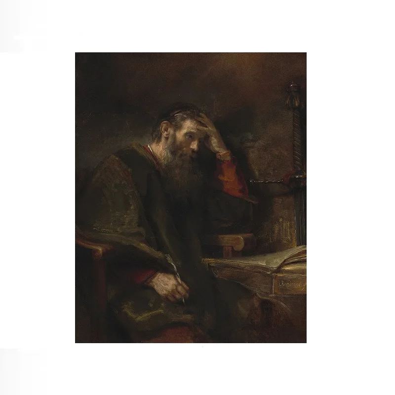 Saint St. Paul the Apostle Rembrandt 1645 Portrait Painting, Art Print Canvas Poster, Living Room Decor, Home Wall Picture