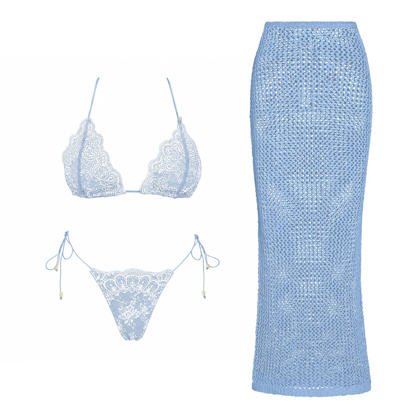 3Pcs Lace Bikini Push Up Swimsuit Women Sexy Swimwear Brazilian Biquini Micro Bikinis Patchwork Swim Suit Bathingsuit Beachwear