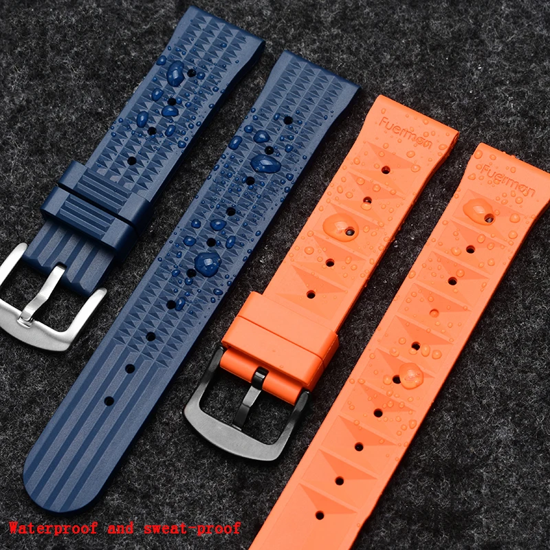 Pulseira de borracha à prova dwaterproof água para seiko citizen iwc waffle pulseira pulseiras dos homens mergulhador silicone sports watch band 20mm 22mm