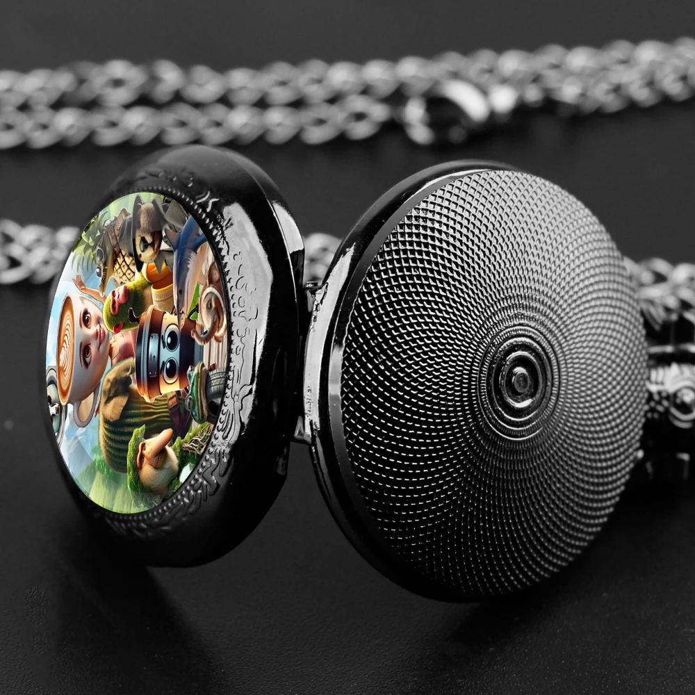 Handcrafted Funny Italian Brainrot Animals Glass Dome Quartz Pocket Watch Necklace Unisex Accessory Gift