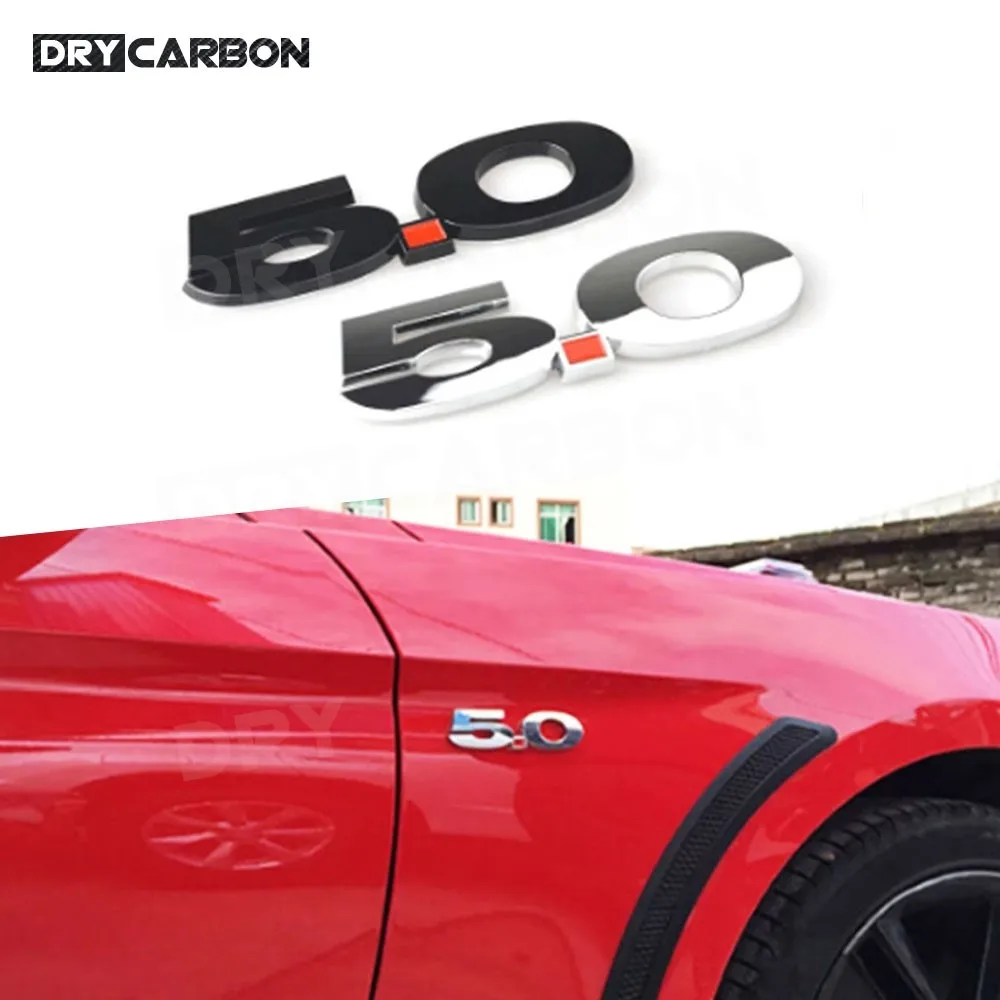 

3 D 5.0 Emblem Discharge Label Sided Badge Decoration for Ford Mustang Car Side Fender Trunk Body Trim Black Silvery Accessories