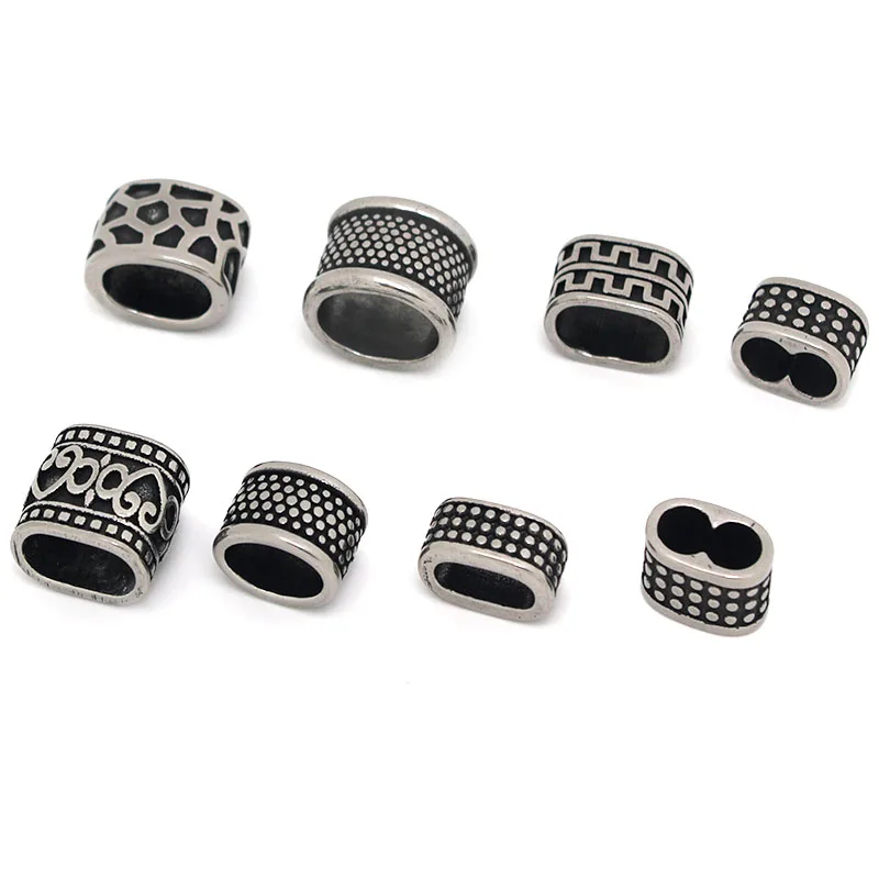 4Pcs Stainless Steel Beads Metal Paracord Knife Lanyard Slider Bead Spacer Fit Leather Cord Bracelet Jewelry Making Accessories image 2
