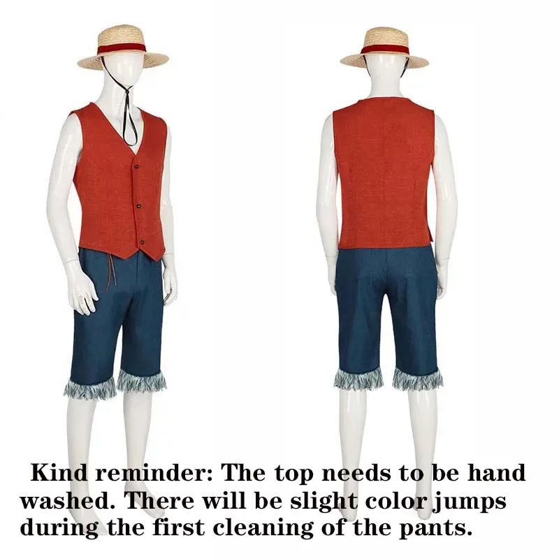 DY2025Anime Monkey D. Luffy Costumi Cosplay Uniformi Rufy Abiti Rufy con cappello Halloween Comic Con