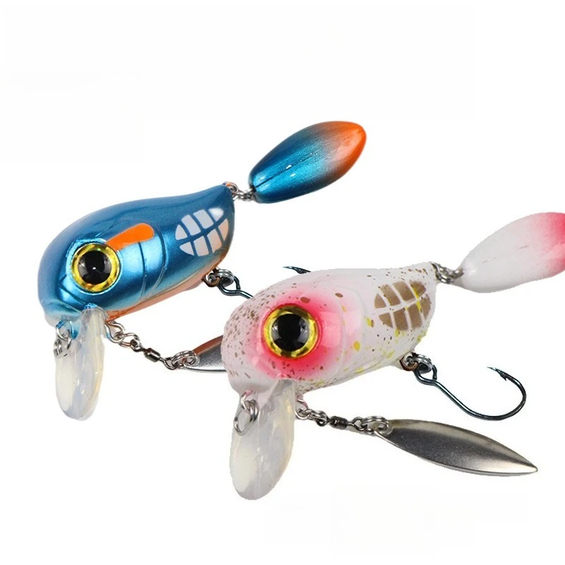 

Floating30mm+15mm/2gBinodal Micro Crankbaits Artificial Surface Wake Bait Crank Wobblers with Spoon Fishing Lures for Trout Bass