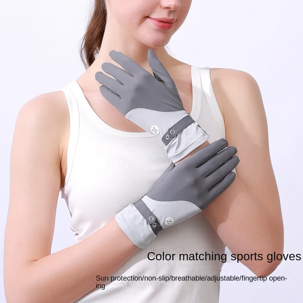 Ice Silk Women Sunscreen Gloves Anti-UV Breathable Sun Protection Riding Gloves Non Slip Quick Dry Summer Driving Mittens Sports
