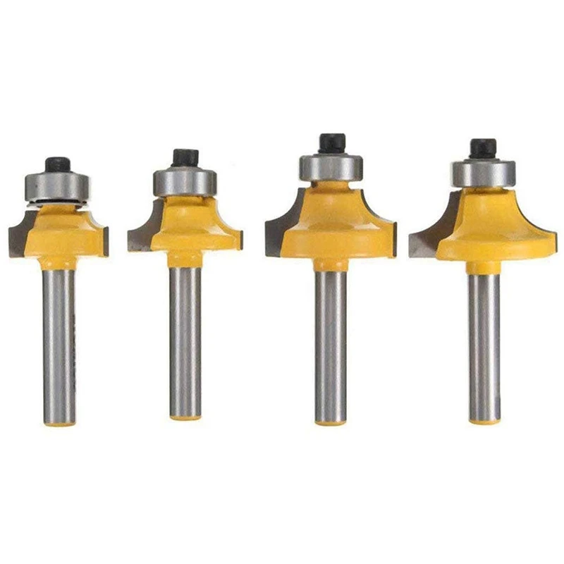 

4Pcs 1/4 Inch Shank Round over Router Bits Corner Rounding Edge-Forming Edging Tool Set, 5/16 Inch 3/16 Inch 1/4 Inch 1/8 Inch