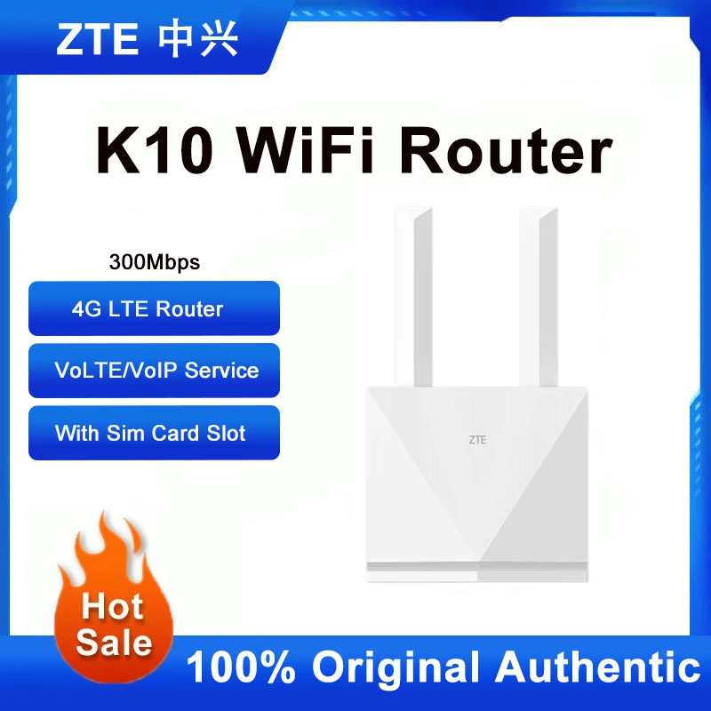 

ZTE K10 4G LTE Router 300Mbps WiFi Range Extender With SIM Card Slot Battery Network Repeater Support Voice Call LAN RJ11 PORT