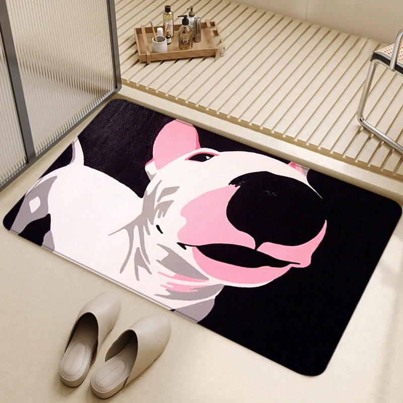 Bull Terrier Room Rugs Foot Carpets Pets Entrance Doormat Kawaii Rug Floor Mats Carpet Anti Slip Mat Home Kitchen Hallway Decor