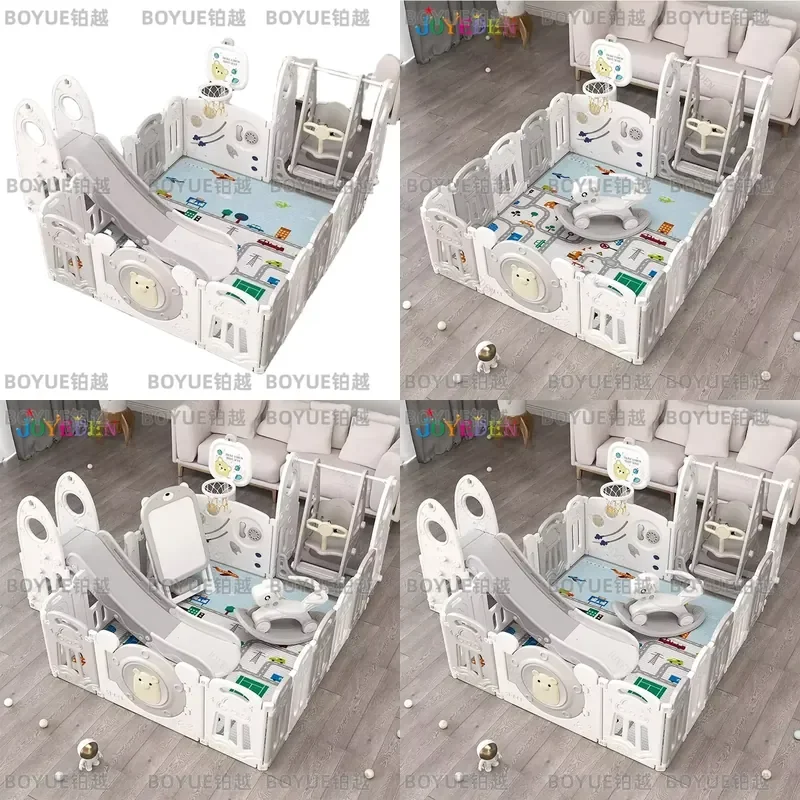 Portable Kids Slide Playset Indoor Folding Plastic Baby Fence Safe Game Area for Toddlers Children Playground Equipment