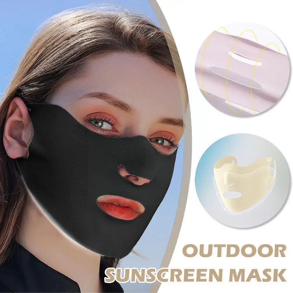 Summer Outdoor Golf Reusable Ice Silk Mask Face-modified Nose Sunscreen Hole Sports Outdoor Mask Three-dimensional G6H6