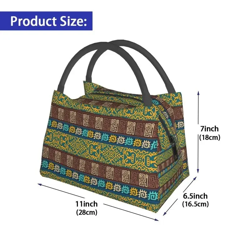 Sacs à lunch isothermes à motif africain pour femmes, glacière de nourriture thermique, boîte à lunch bleue Ankara, art ethnique africain, hôpital, bureau