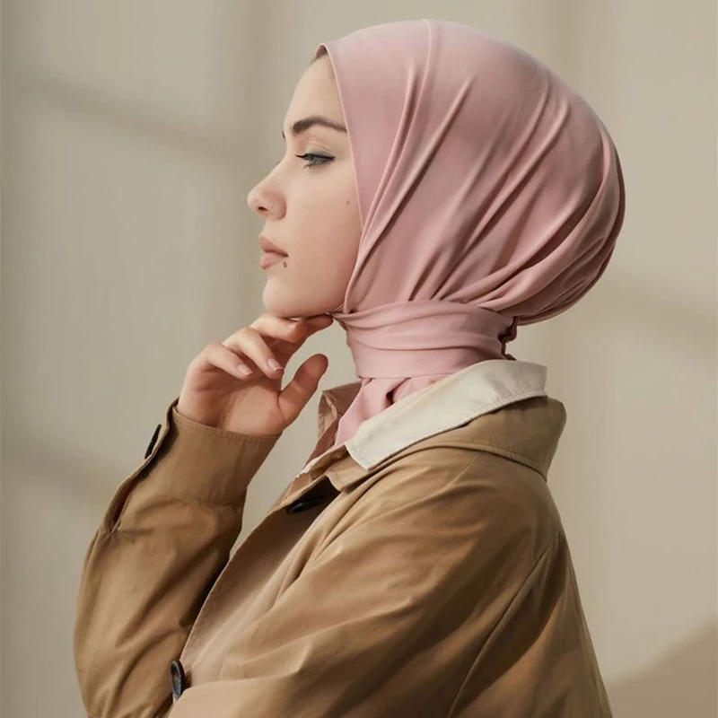 Mode Muslimischen Hijab Caps Solide Underscarf Frauen Schleier Modale Baumwolle Hijab Muslimischen Schal Turbane Kopf frauen Hijabs Hut Islamischen – Detail 9