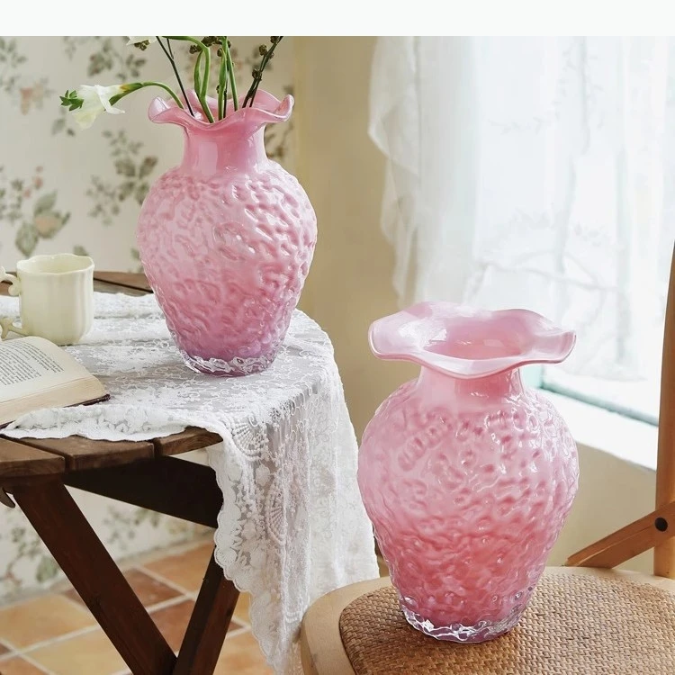 Glass Vase Transparent Irregular Embossing Hydroponics Terrarium Flower Vase Home Decoration Accessories Flower Arrangement