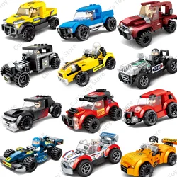 New Speed Championship F1 Super Sports Racing Building Blocks MOC Small Vehicle Car Classic Model Bricks Toys For Kids Gifts