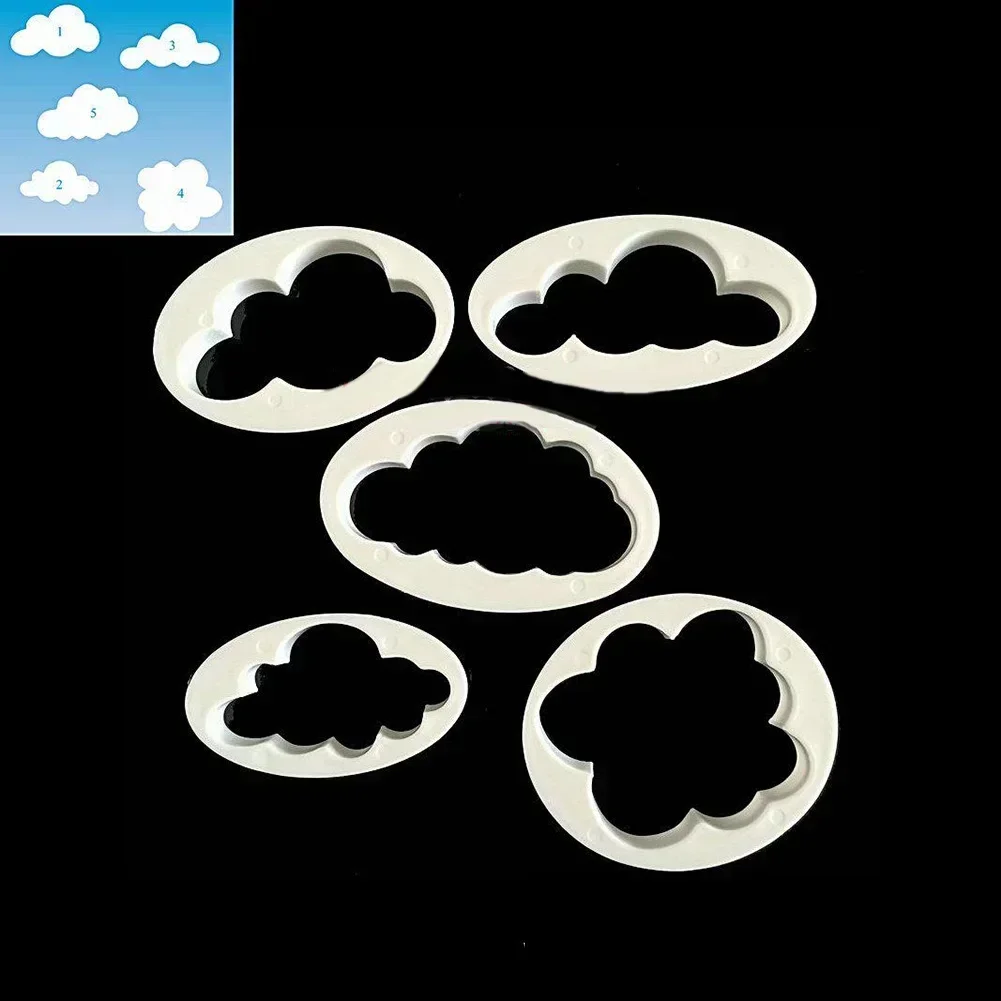 5PCS Cloud Shape Cookie Cutter Made 3D Printed Fondant For Cake Decorating Tools Bakeware Tools For Kitchen Dining