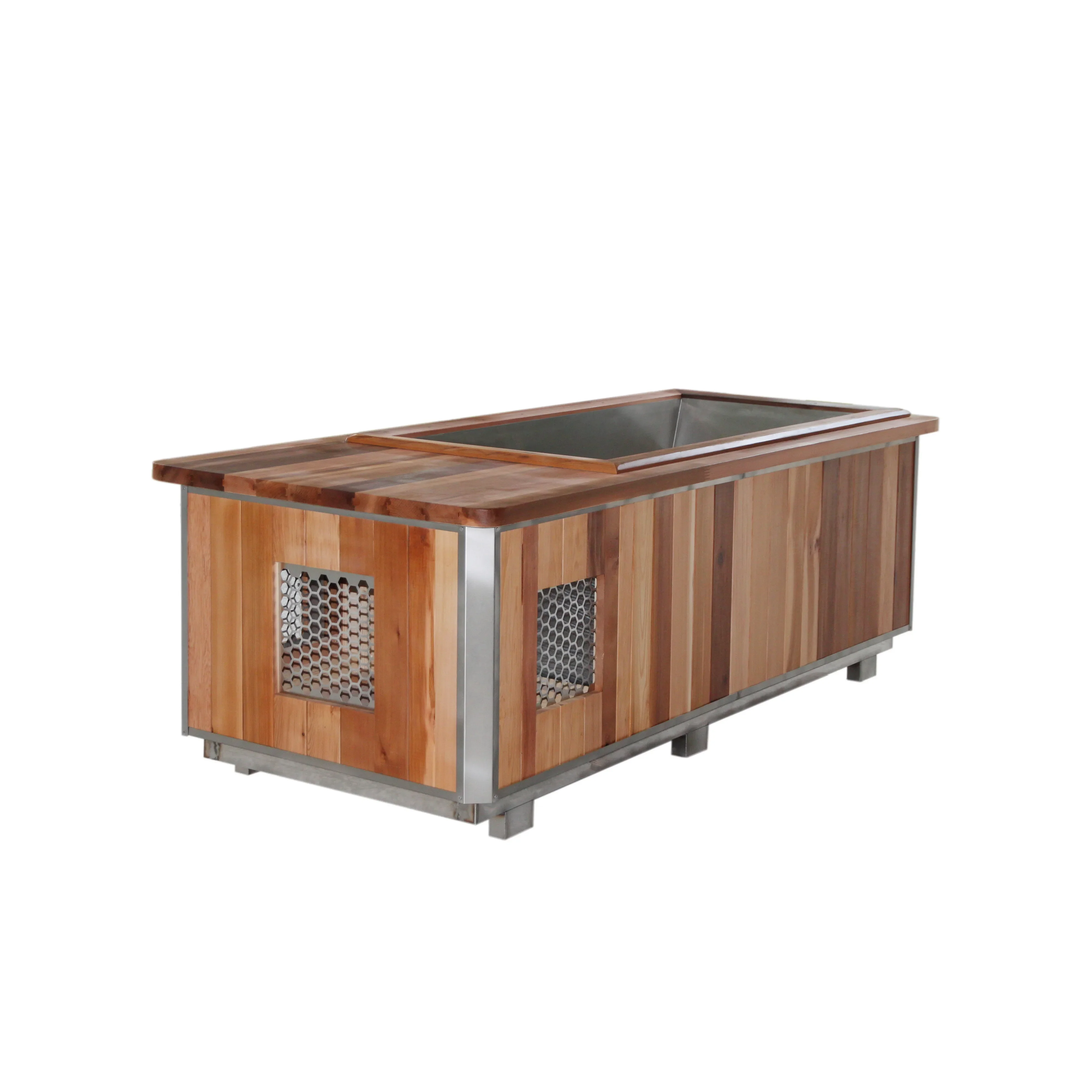 

Red Cedar Wood Ice Bath Cold Plunge Tub With Chiller and Filter for 2 Person
