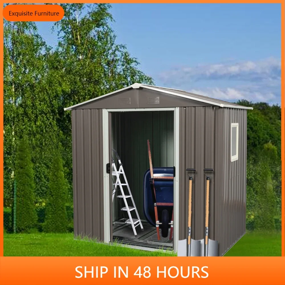 

6ft x 5ft Outdoor Metal Storage Shed gray With window