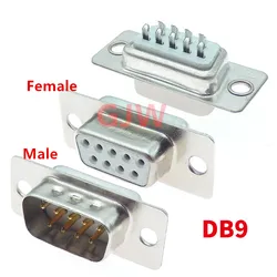 10pcs D-SUB 9 Pin Male Female Standard Solder Type 9P Connector DIP Mount Serial Port Adapter 2 Rows DB9