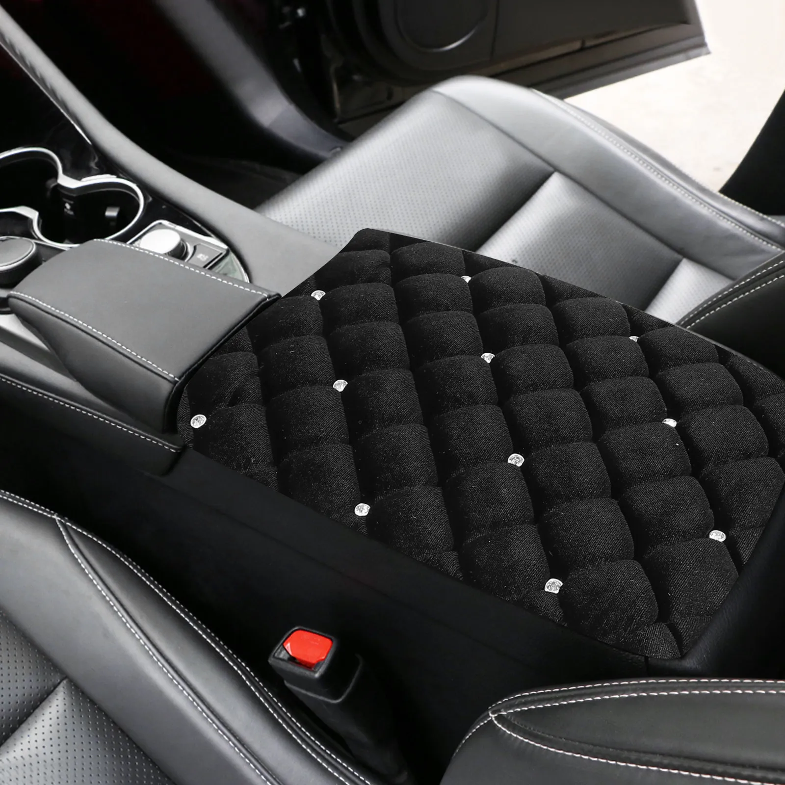 1Pcs Auto Car Armrest Cushion Rhinestone Armrest Protector Soft Lint Resistant Car Decor Padding Interior Arm Rest Cover