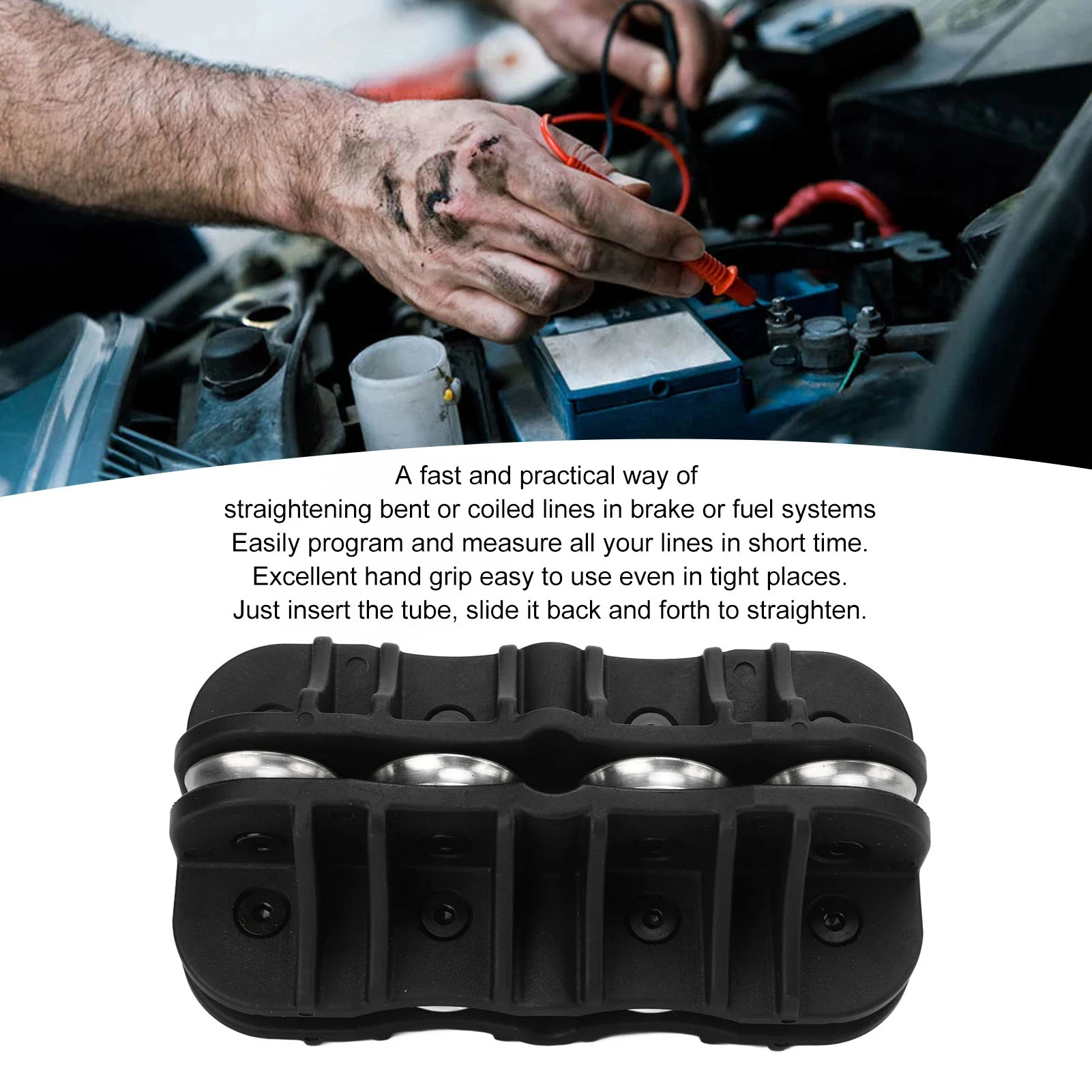 

3/8in Handheld Tubing Straightener Metal Better Grip Portable Universal for Brake Fuel System Lines