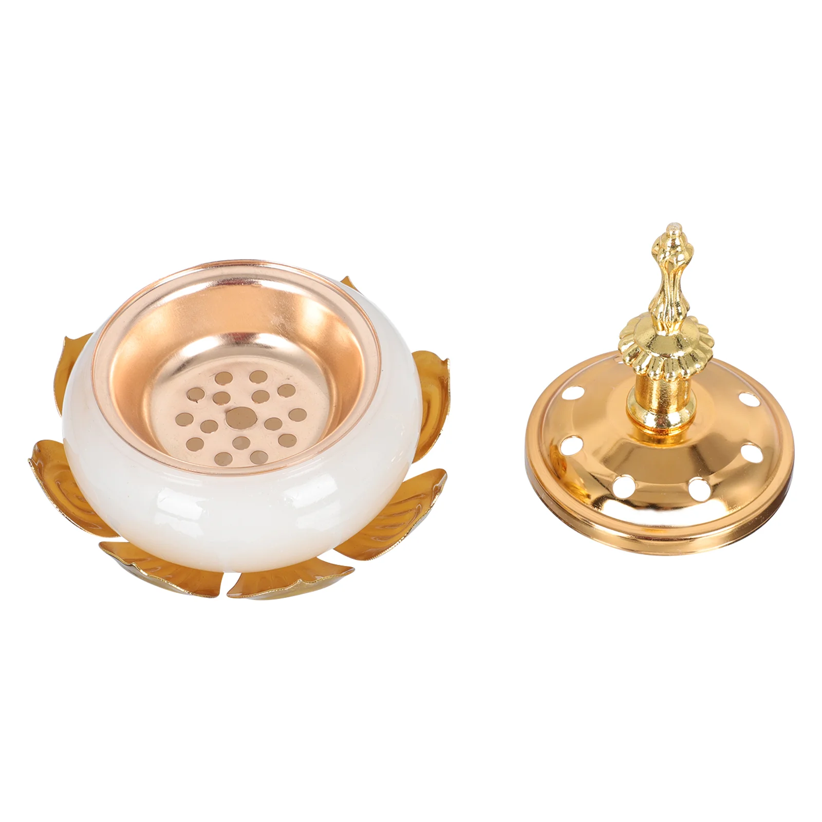 

Decorate Lotus Incense Burner Holder Arabic Aroma Wrought Iron Table
