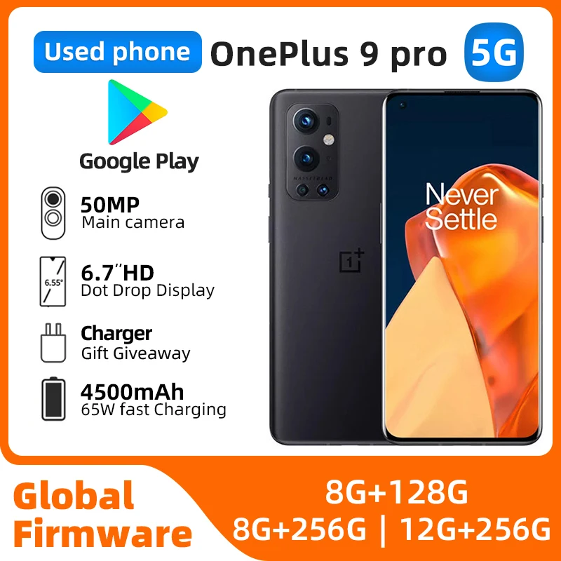 OnePlus 9 Pro Global Version 8GB 128GB 5G 6.7‘’ 120Hz Fluid Display Hasselblad 50MP Camera original used phone