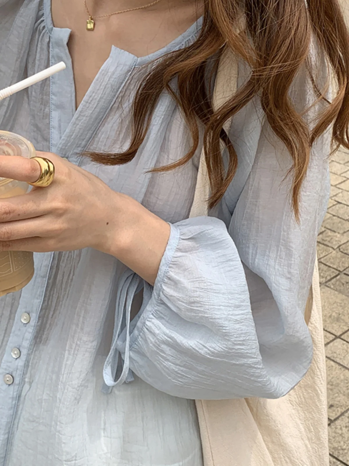 Loose Long Sve Women's irt V-Ne Japanese Sle Vintage Early Autumn New Sun Protection Button up Straight Cut Commute ...