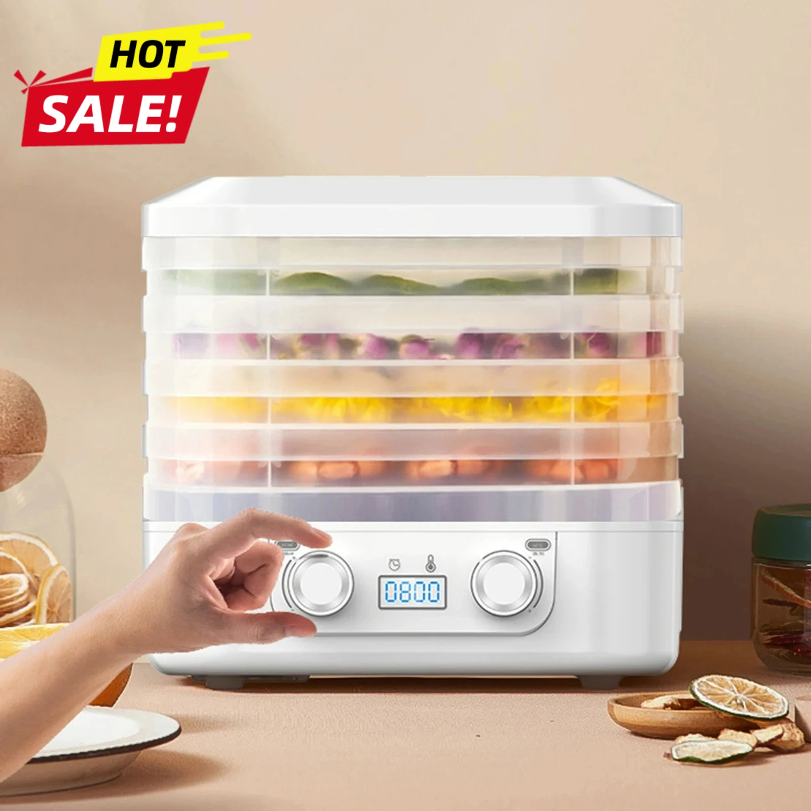 

48Hours Long Lasting Thermostatic Fruit Drying Device 5 Layers Food Dehydrator Snack Herb Desiccator Temperature Adjustable