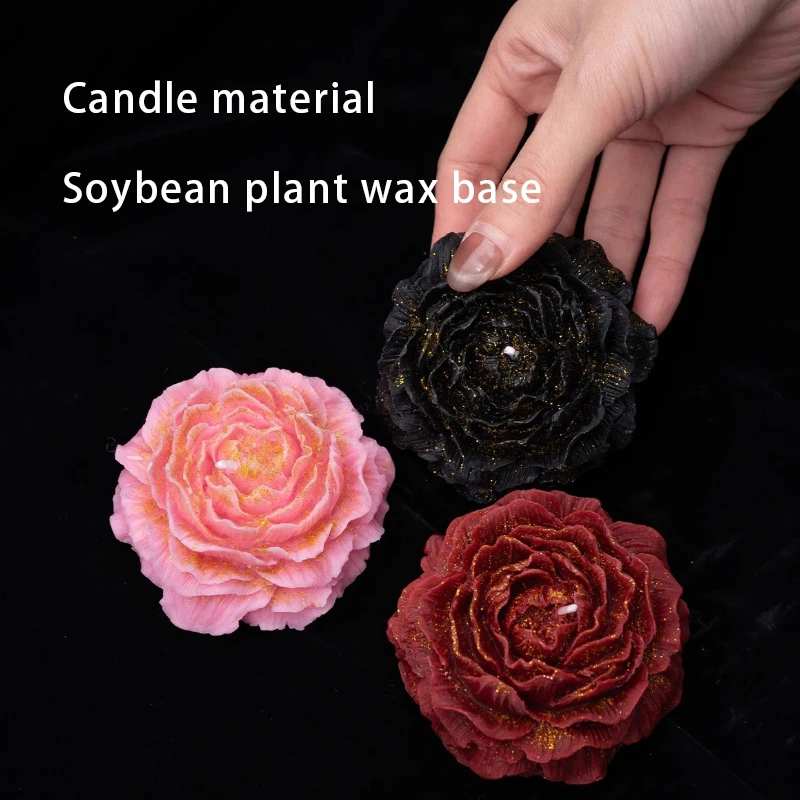 شمعة الورد الأحمر ذات درجة حرارة منخفضة، شمع تصفيف عطري مذهّب بالزهور، شمع الصويا الرومانسي المطلي غير السمط #4