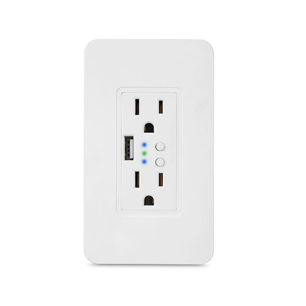 Tuya Smart WiFi Wall Socket Double US Plug Power Outlet with USB Charger Port ON/OFF Remote Control Work with Alexa Google Home