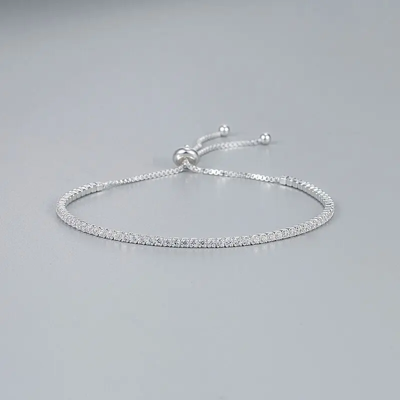 Noble hot-pulsera de plata de ley 925 para mujer, cadena de cristal de tenis de circón elegante, amor, compromiso, boda, glamour, moda