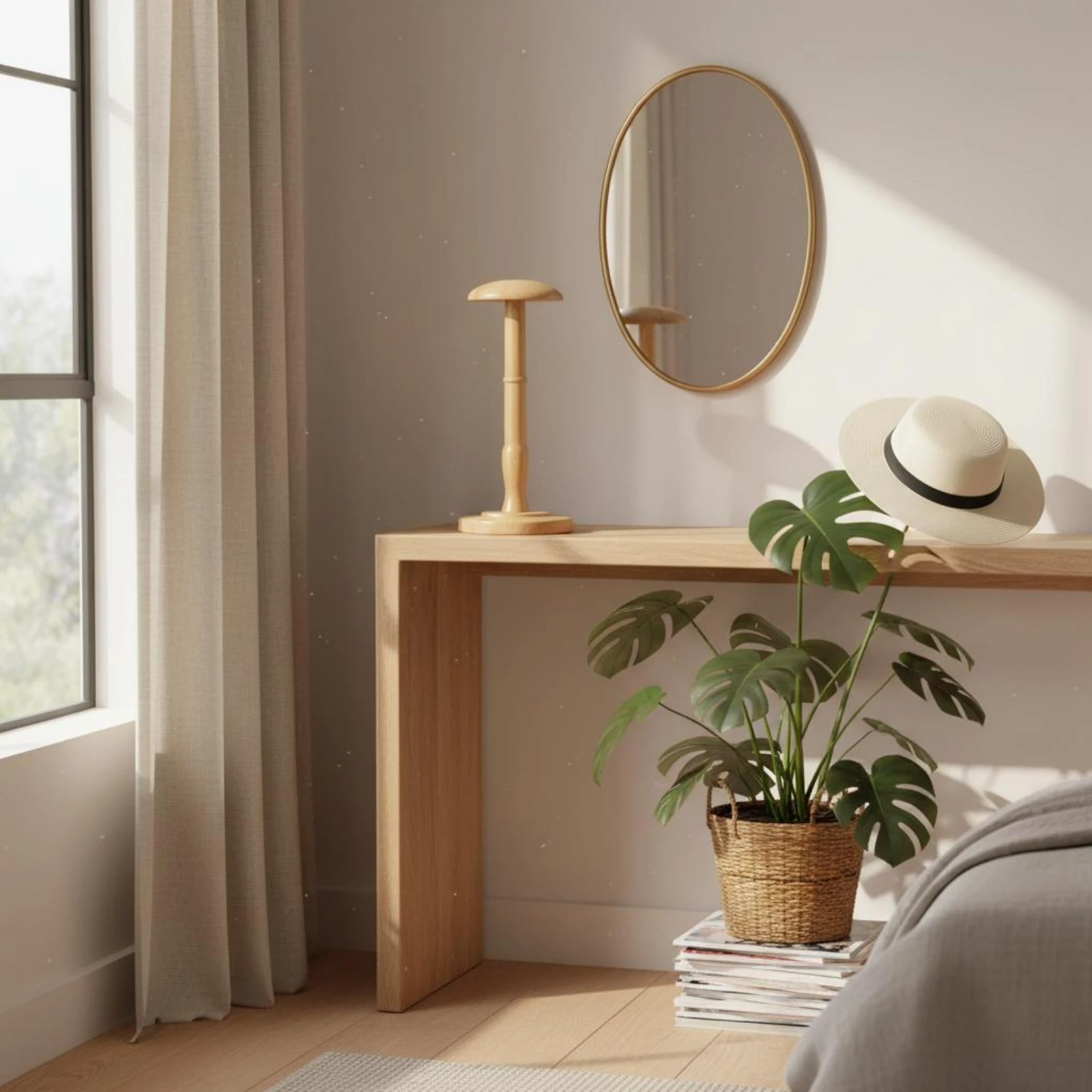 

Wooden Hat Stand Weighted Base Solid Wood Hat Holder Baseball Cap Organizer Polished Surface Home Storage Long-Lasting